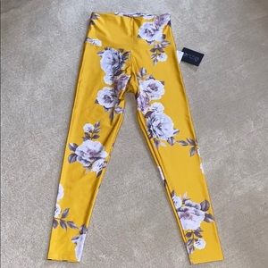 Yellow Floral Yoga Leggings